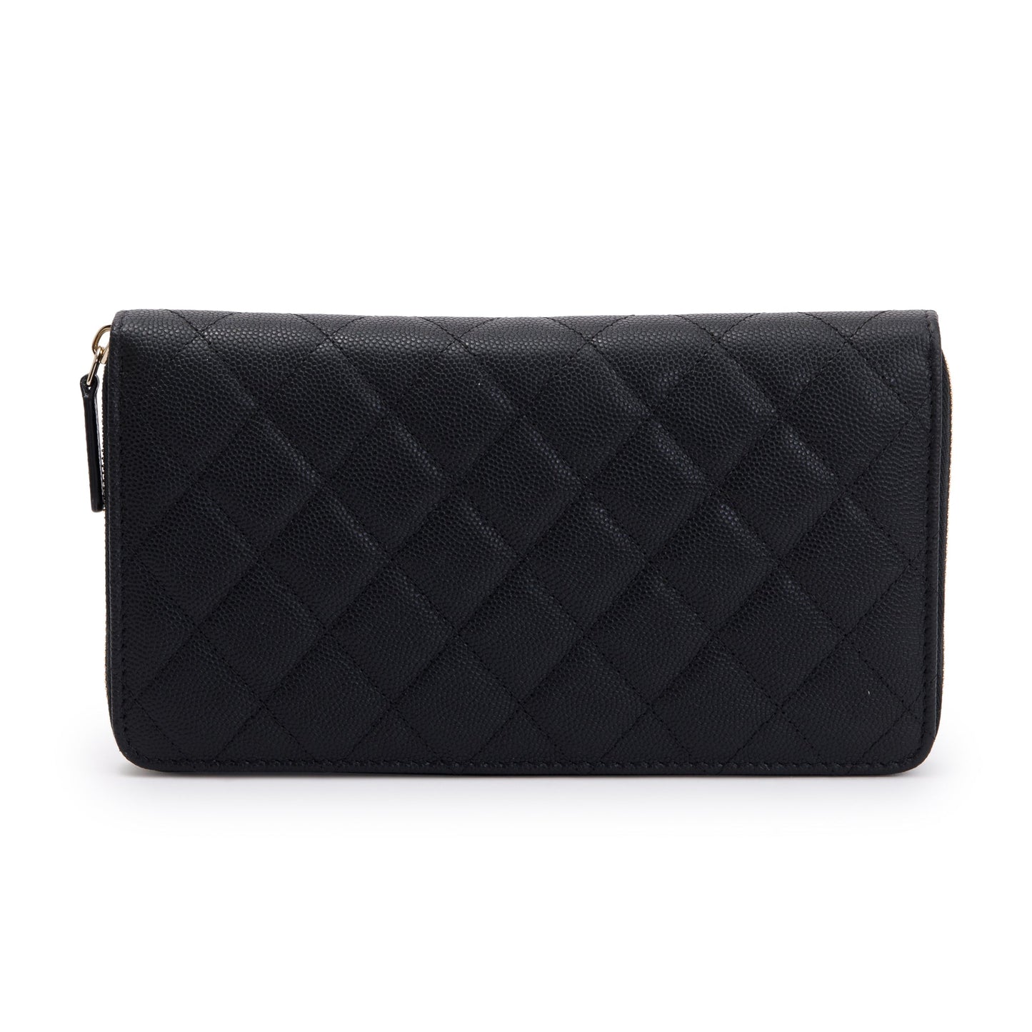 Chanel Black Caviar Leather Large Zip Around Organizer Wallet