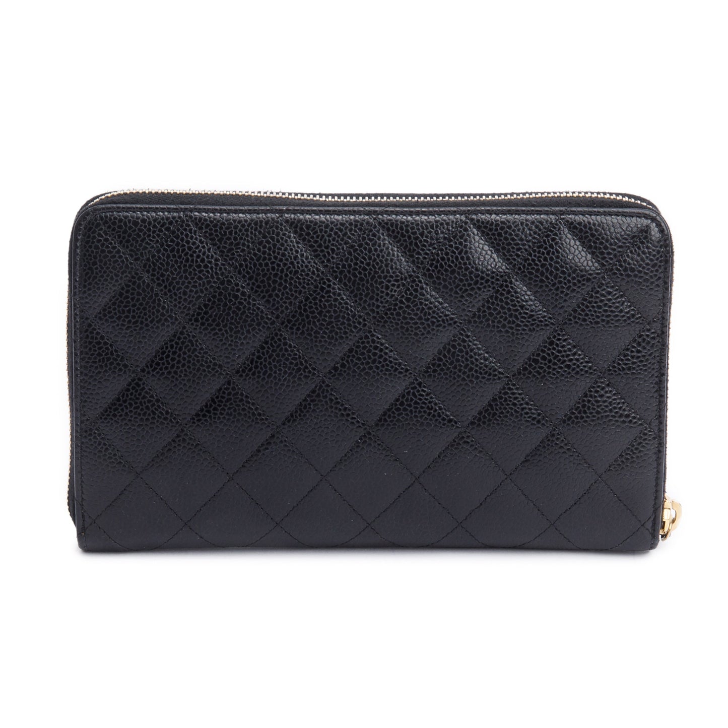 Chanel Black Caviar Leather Large Zip Around Organizer Wallet