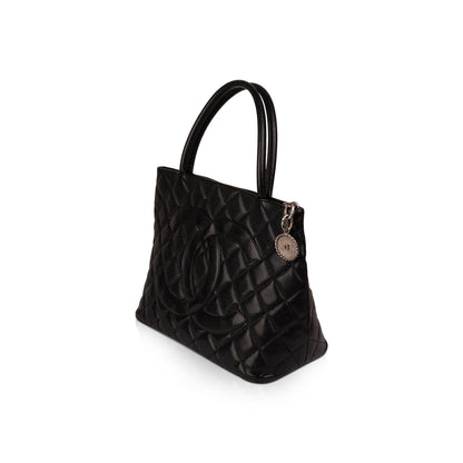 Chanel Black Caviar Leather Medallion Tote