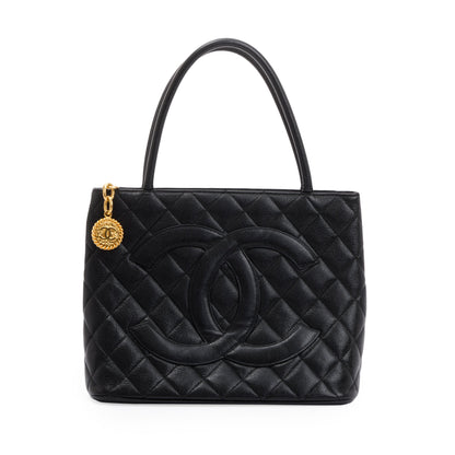 Chanel Black Caviar Leather Medallion Tote