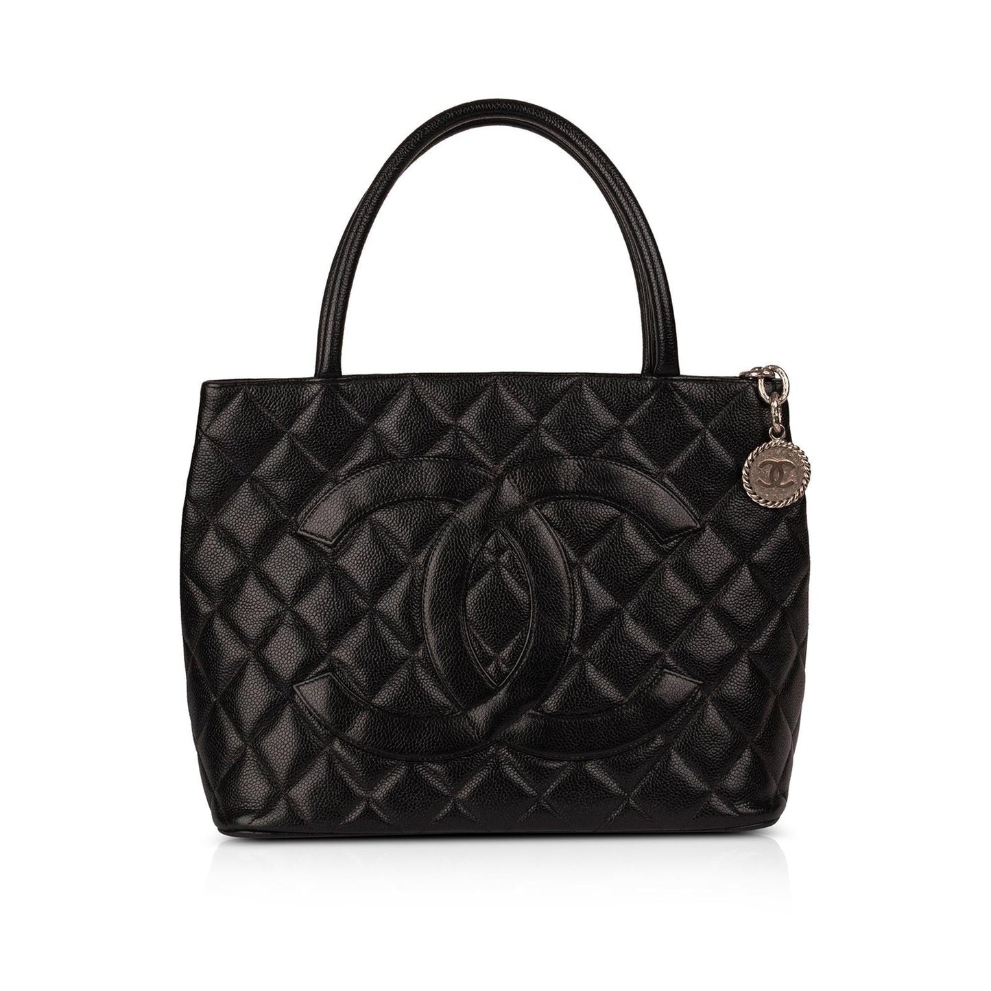 Chanel Black Caviar Leather Medallion Tote
