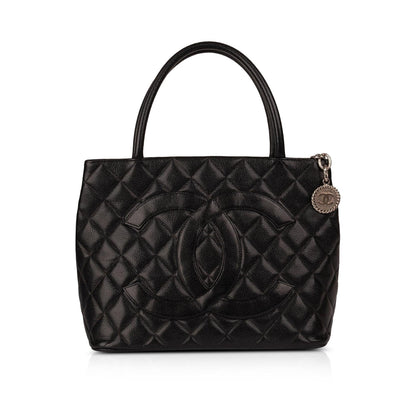 Chanel Black Caviar Leather Medallion Tote