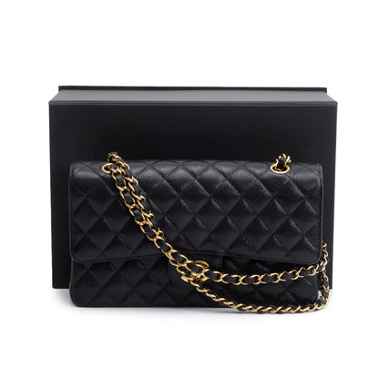 Chanel Black Caviar Leather Medium Classic Double Classic Flap Bag