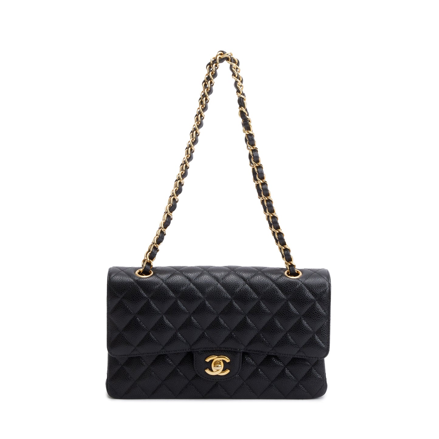Chanel Black Caviar Leather Medium Classic Double Classic Flap Bag