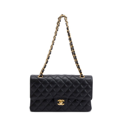 Chanel Black Caviar Leather Medium Classic Double Classic Flap Bag
