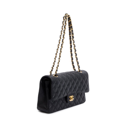 Chanel Black Caviar Leather Medium Classic Double Classic Flap Bag