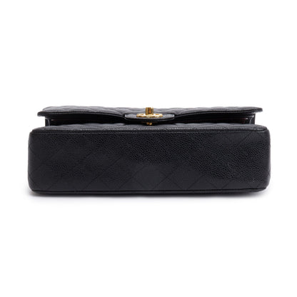 Chanel Black Caviar Leather Medium Classic Double Classic Flap Bag