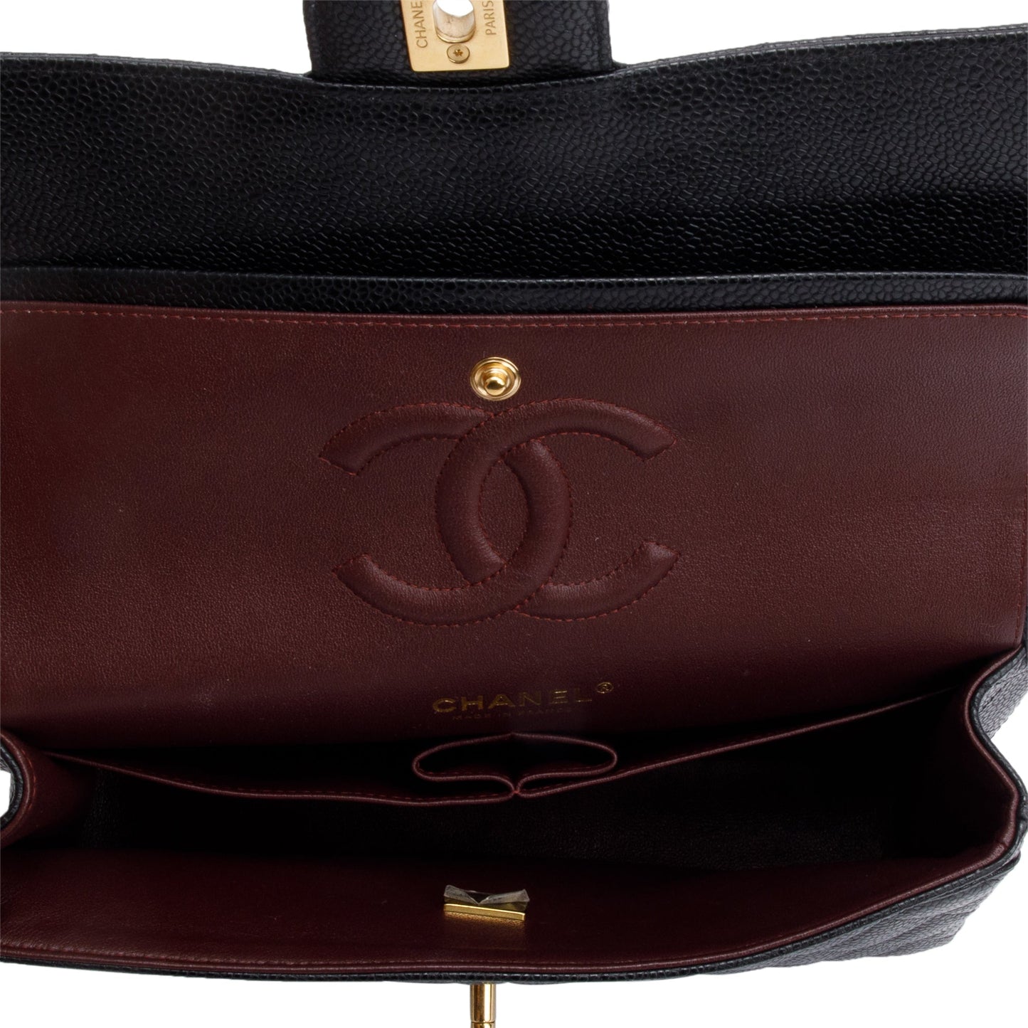 Chanel Black Caviar Leather Medium Classic Double Classic Flap Bag