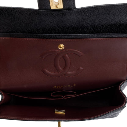 Chanel Black Caviar Leather Medium Classic Double Classic Flap Bag
