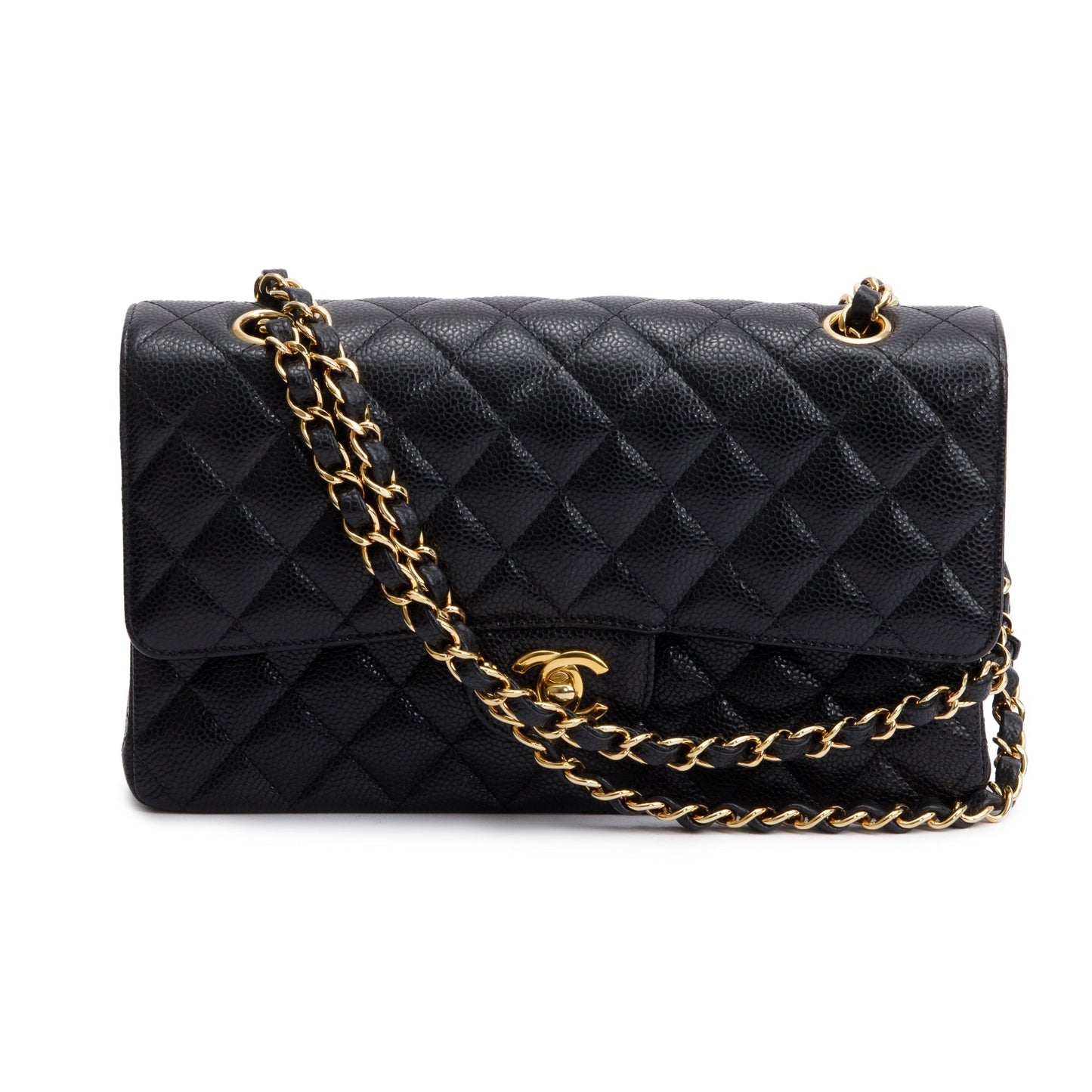 Chanel Black Caviar Leather Medium Classic Double Classic Flap Bag