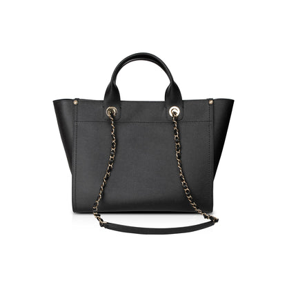 Chanel Black Caviar Leather Medium Studded Deauville Tote