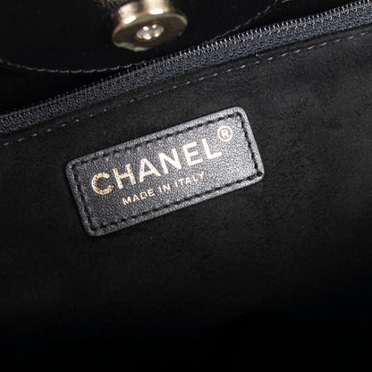 Chanel Black Caviar Leather Medium Studded Deauville Tote