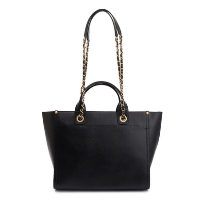 Chanel Black Caviar Leather Medium Studded Deauville Tote