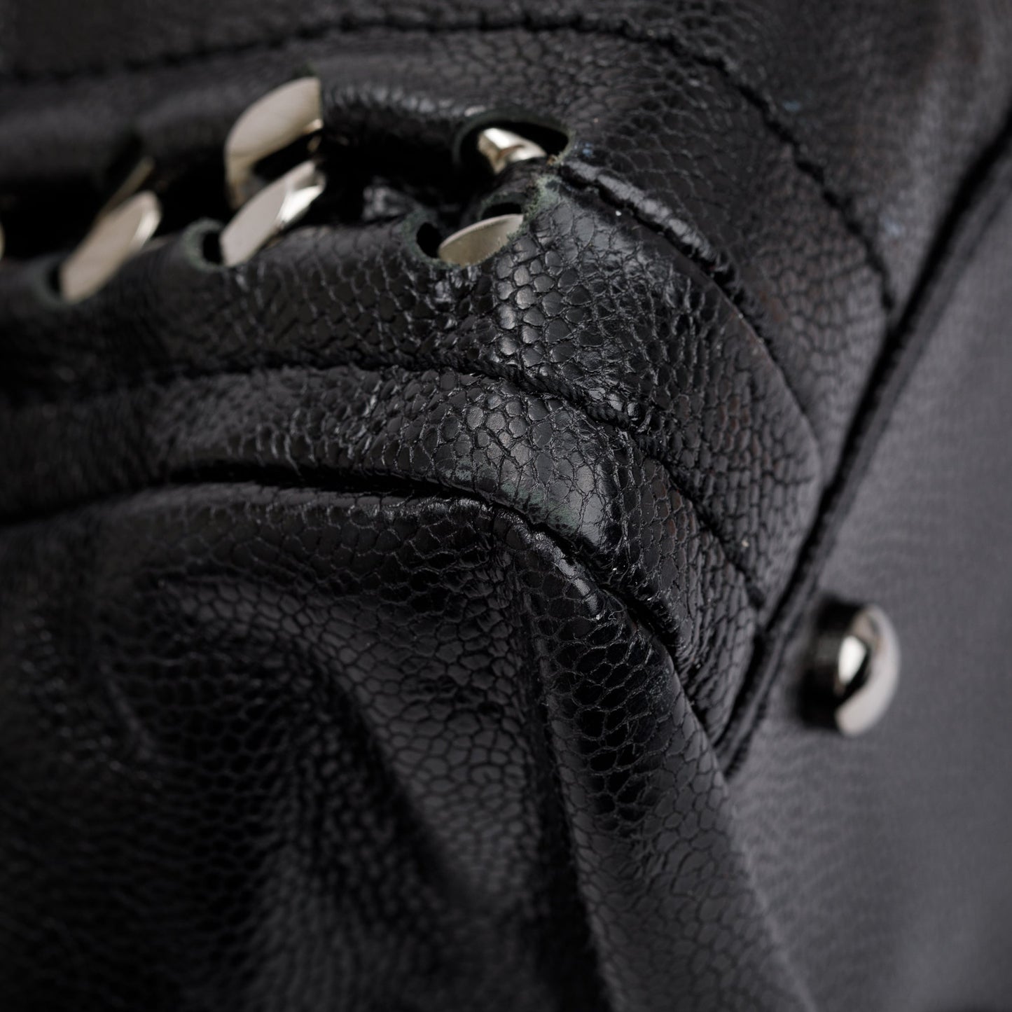 Chanel Black Caviar Leather Modern Chain Tote
