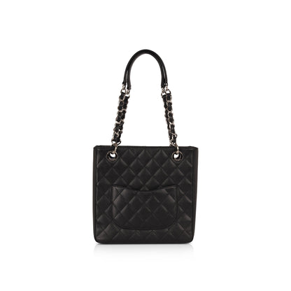 Chanel Black Caviar Leather Petite Shopping Tote