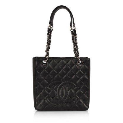 Chanel Black Caviar Leather Petite Shopping Tote