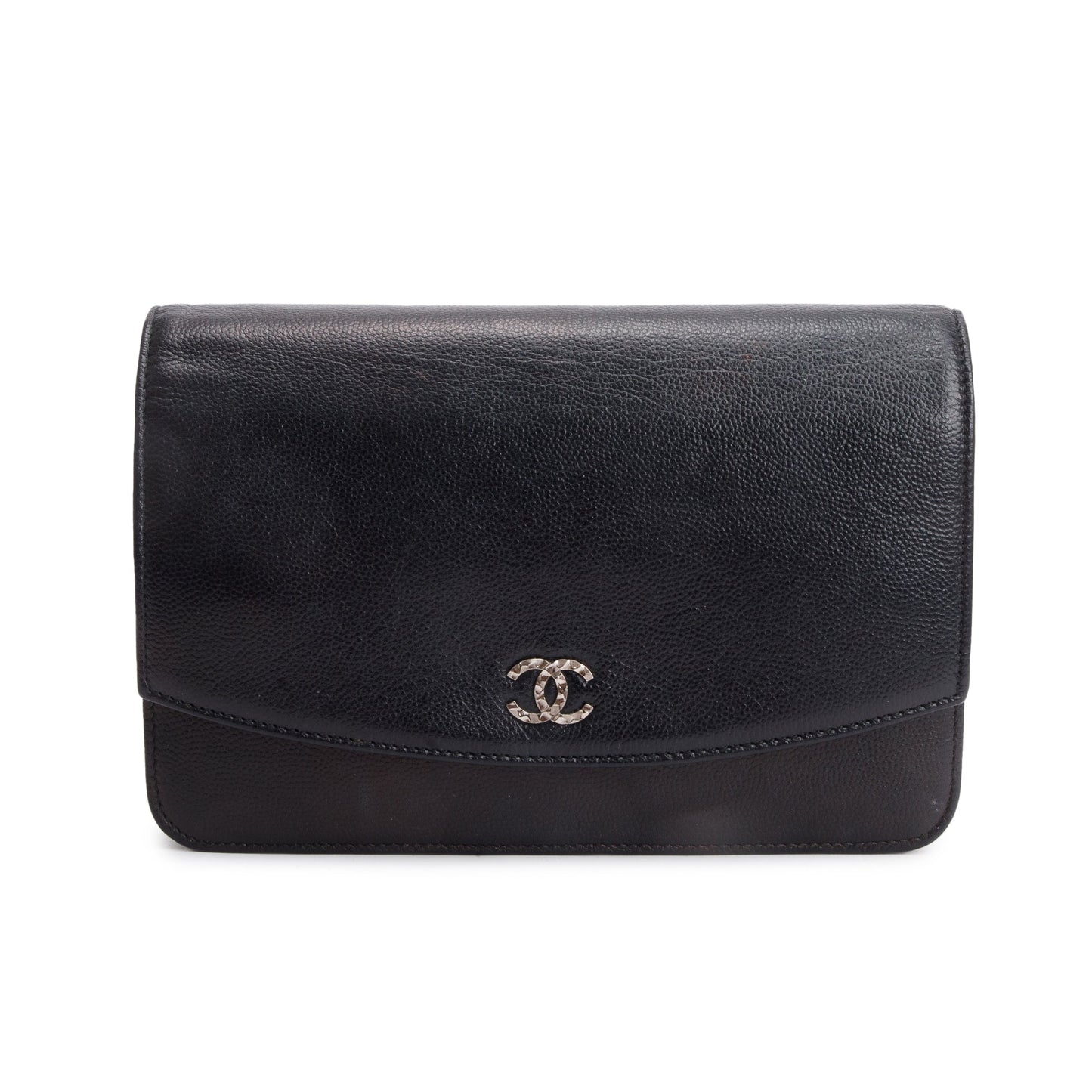 Chanel Black Caviar Leather Sevruga Wallet on Chain