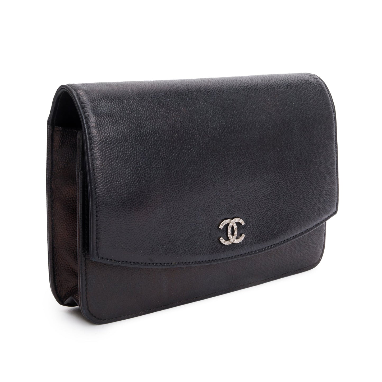 Chanel Black Caviar Leather Sevruga Wallet on Chain