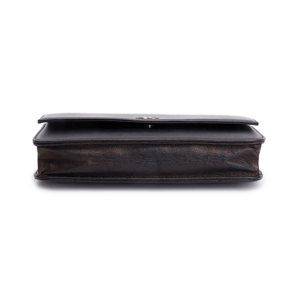 Chanel Black Caviar Leather Sevruga Wallet on Chain