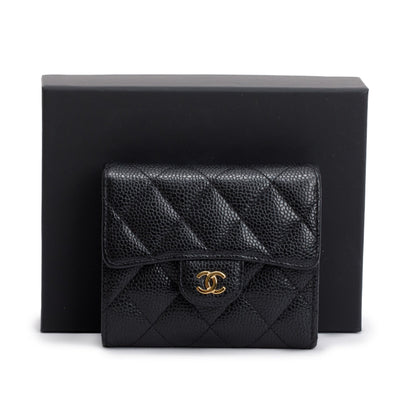 Chanel Black Caviar Leather Small Classic Flap Wallet