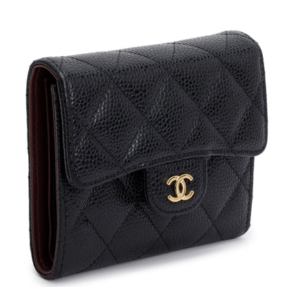 Chanel Black Caviar Leather Small Classic Flap Wallet
