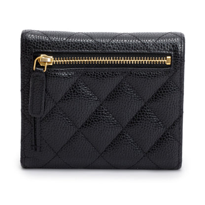 Chanel Black Caviar Leather Small Classic Flap Wallet