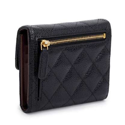 Chanel Black Caviar Leather Small Classic Flap Wallet