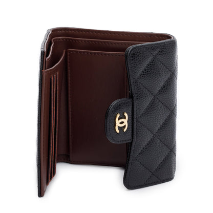 Chanel Black Caviar Leather Small Classic Flap Wallet
