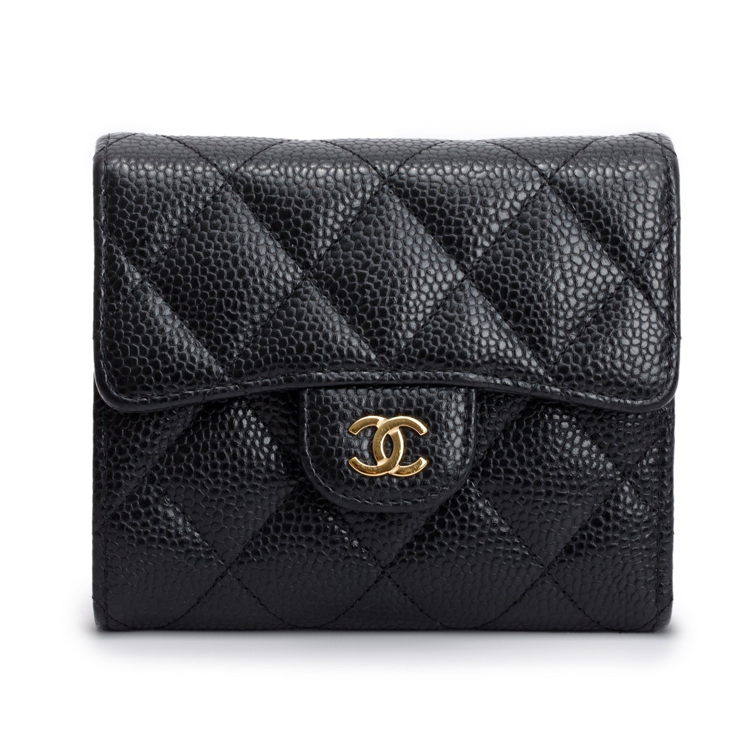 Chanel Black Caviar Leather Small Classic Flap Wallet