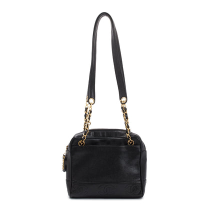 Chanel Black Caviar Leather Small Vintage CC Shoulder Bag