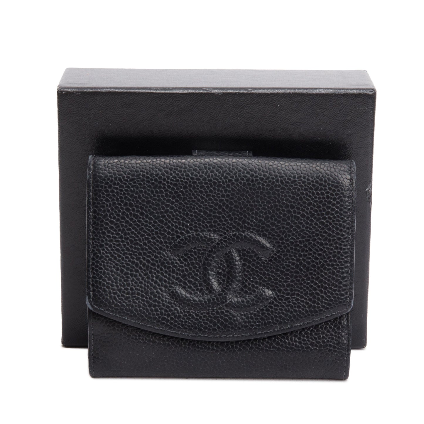 Chanel Black Caviar Leather Timeless Compact Wallet