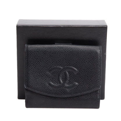 Chanel Black Caviar Leather Timeless Compact Wallet