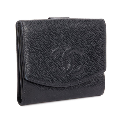 Chanel Black Caviar Leather Timeless Compact Wallet