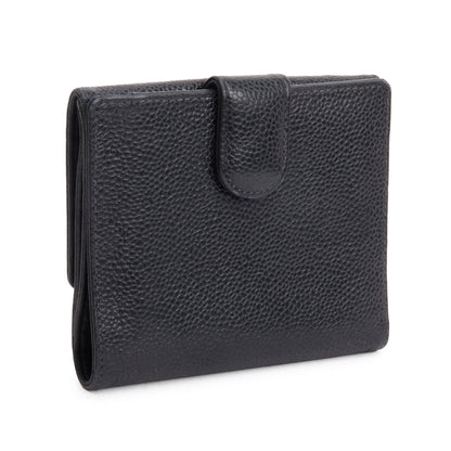 Chanel Black Caviar Leather Timeless Compact Wallet