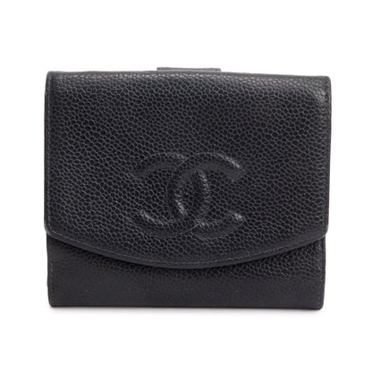 Chanel Black Caviar Leather Timeless Compact Wallet