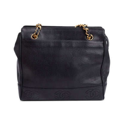 Chanel Black Caviar Leather Triple CC Tote