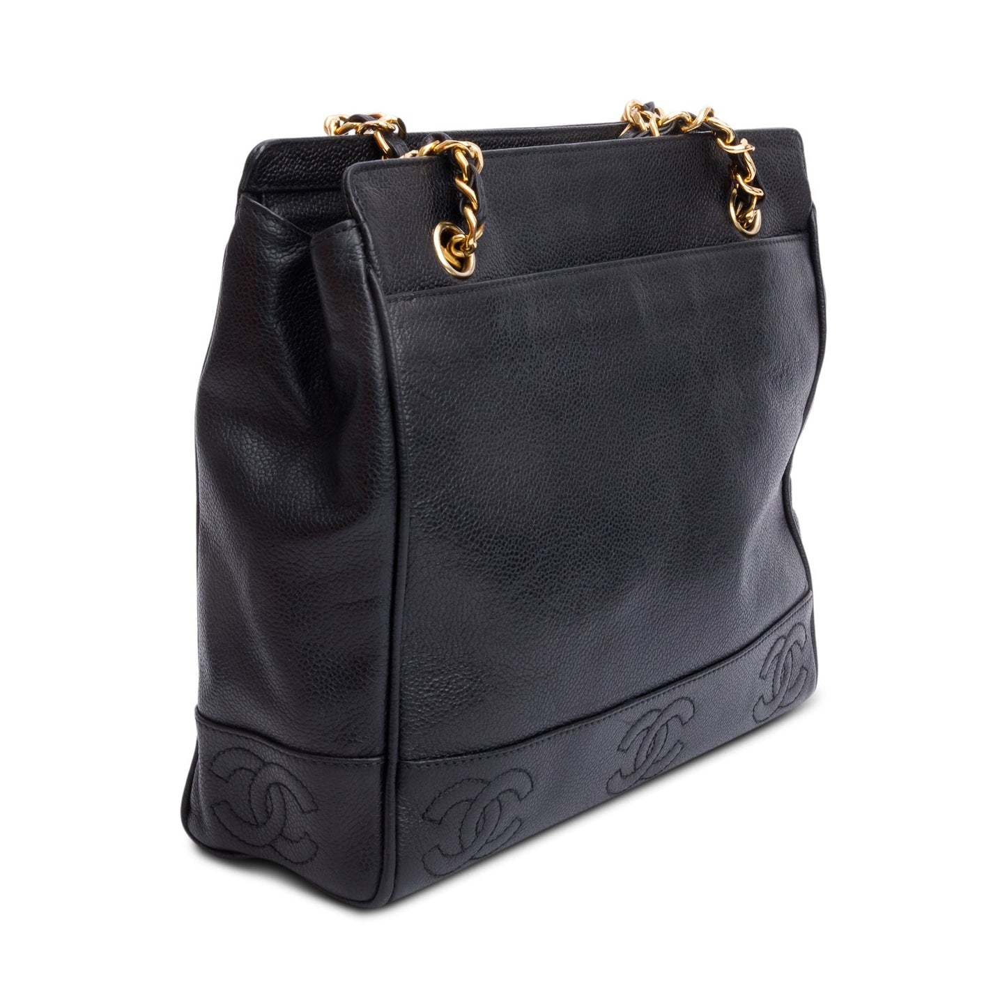 Chanel Black Caviar Leather Triple CC Tote