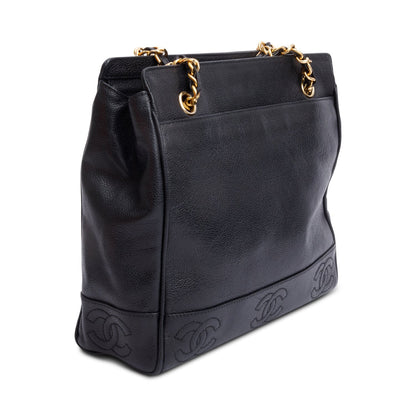 Chanel Black Caviar Leather Triple CC Tote