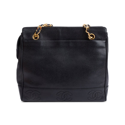 Chanel Black Caviar Leather Triple CC Tote