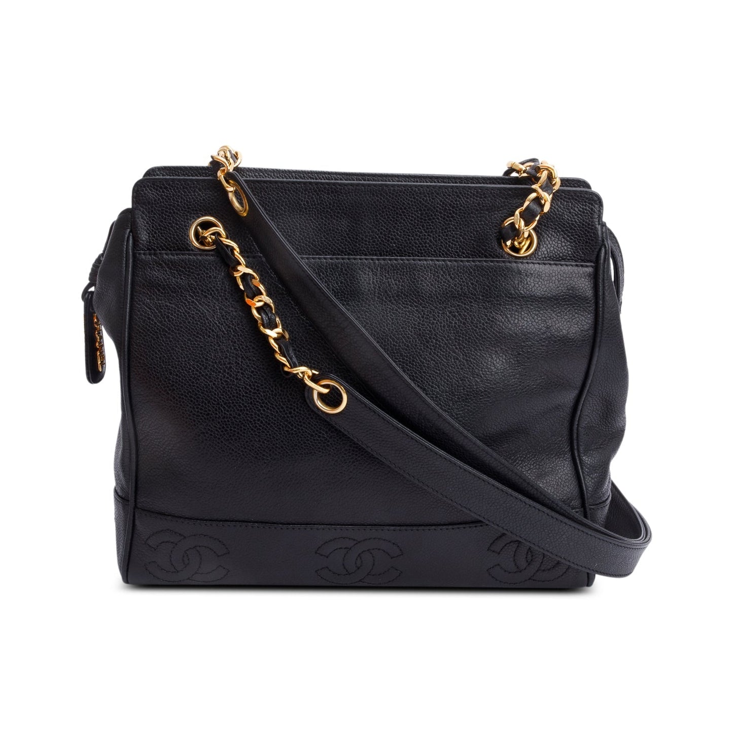 Chanel Black Caviar Leather Triple CC Tote