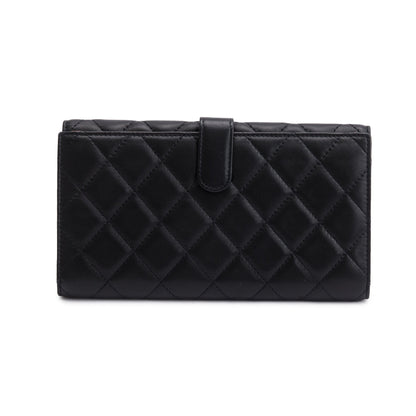 Chanel Black Caviar Quilted Leather CC Long Double Wallet