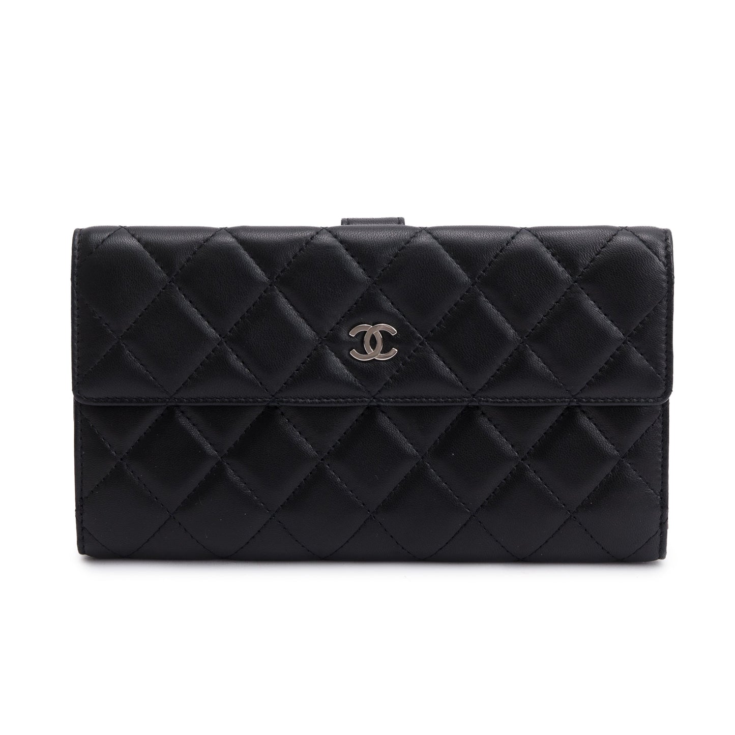 Chanel Black Caviar Quilted Leather CC Long Double Wallet