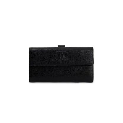Chanel Black Caviar Timeless Continental Wallet