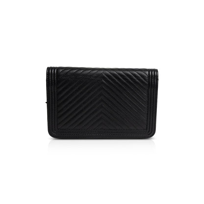 Chanel Black Chevron Boy Wallet on Chain