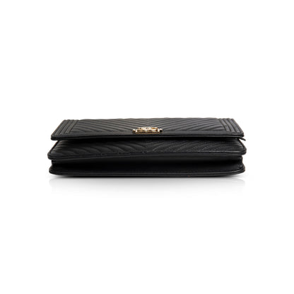 Chanel Black Chevron Boy Wallet on Chain