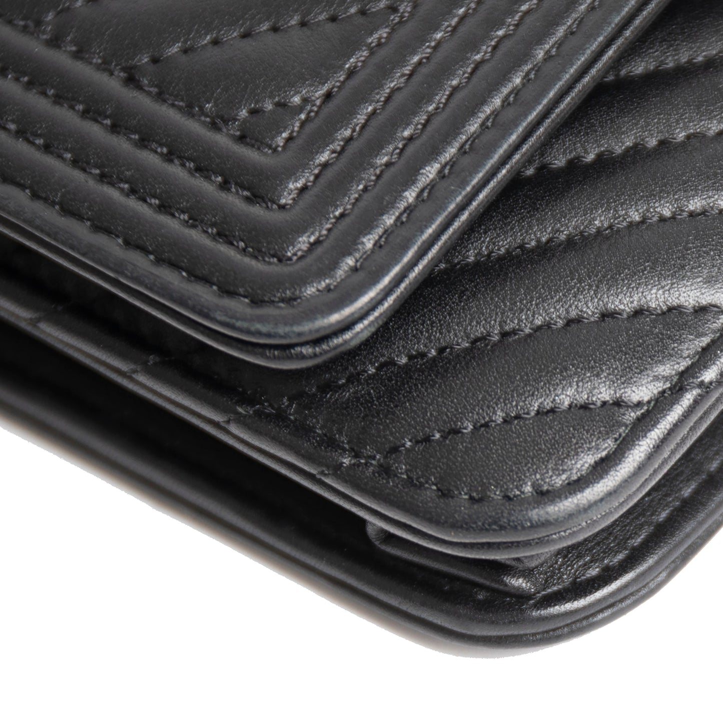 Chanel Black Chevron Boy Wallet on Chain