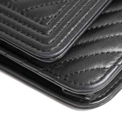 Chanel Black Chevron Boy Wallet on Chain