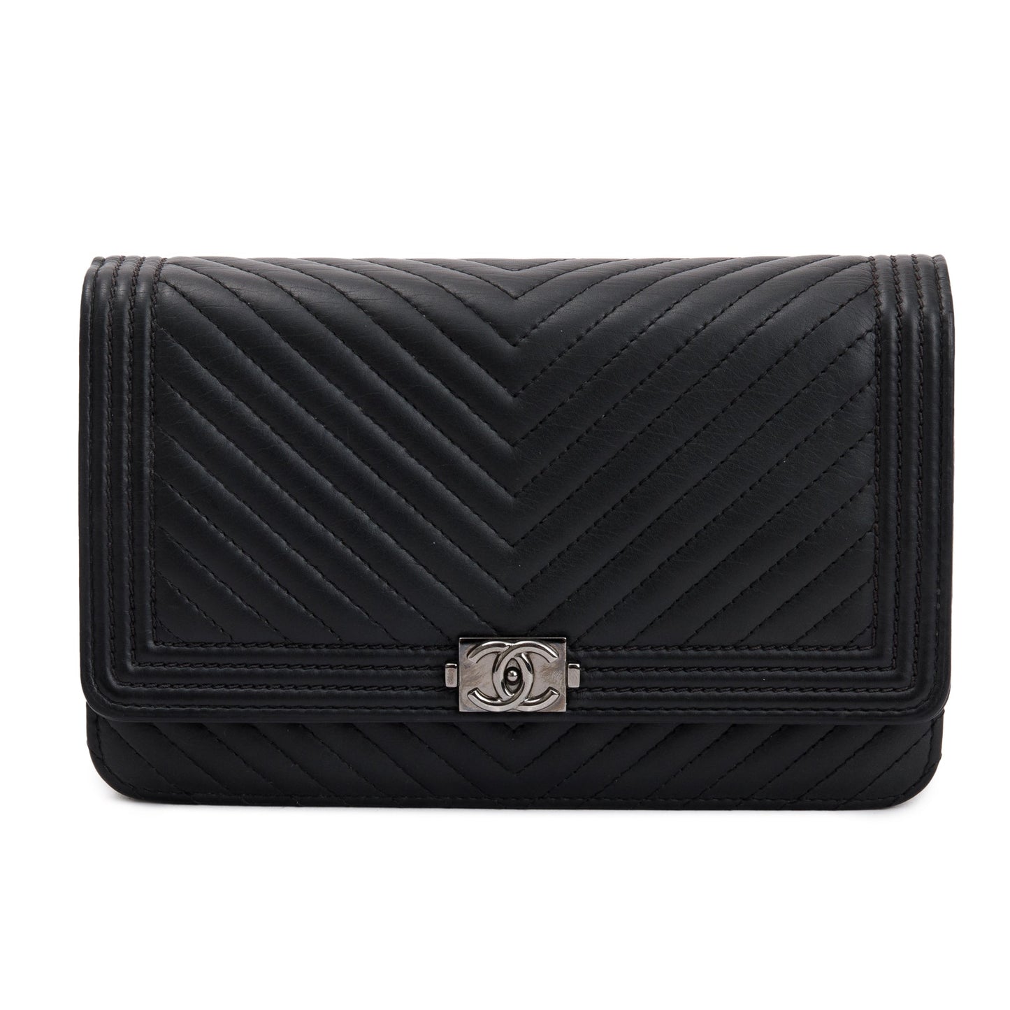 Chanel Black Chevron Boy Wallet on Chain