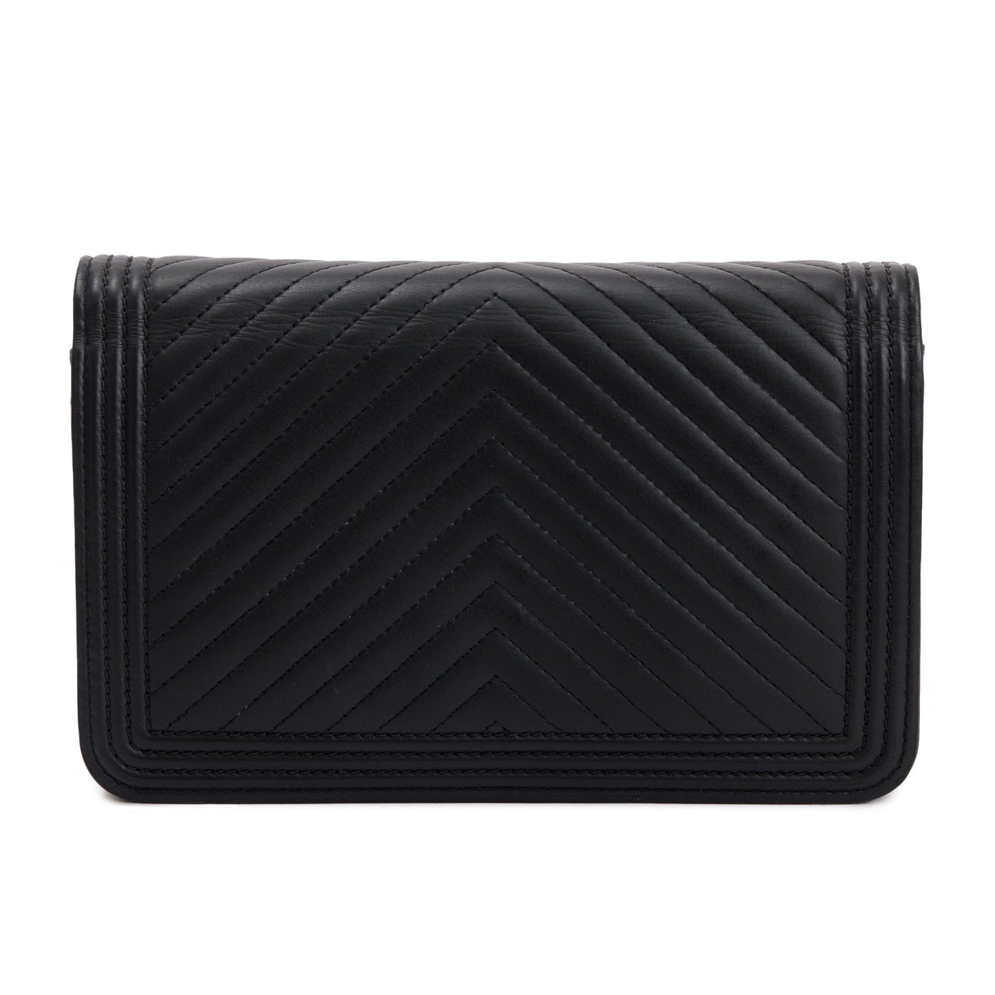 Chanel Black Chevron Boy Wallet on Chain