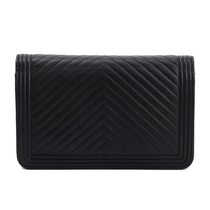 Chanel Black Chevron Boy Wallet on Chain